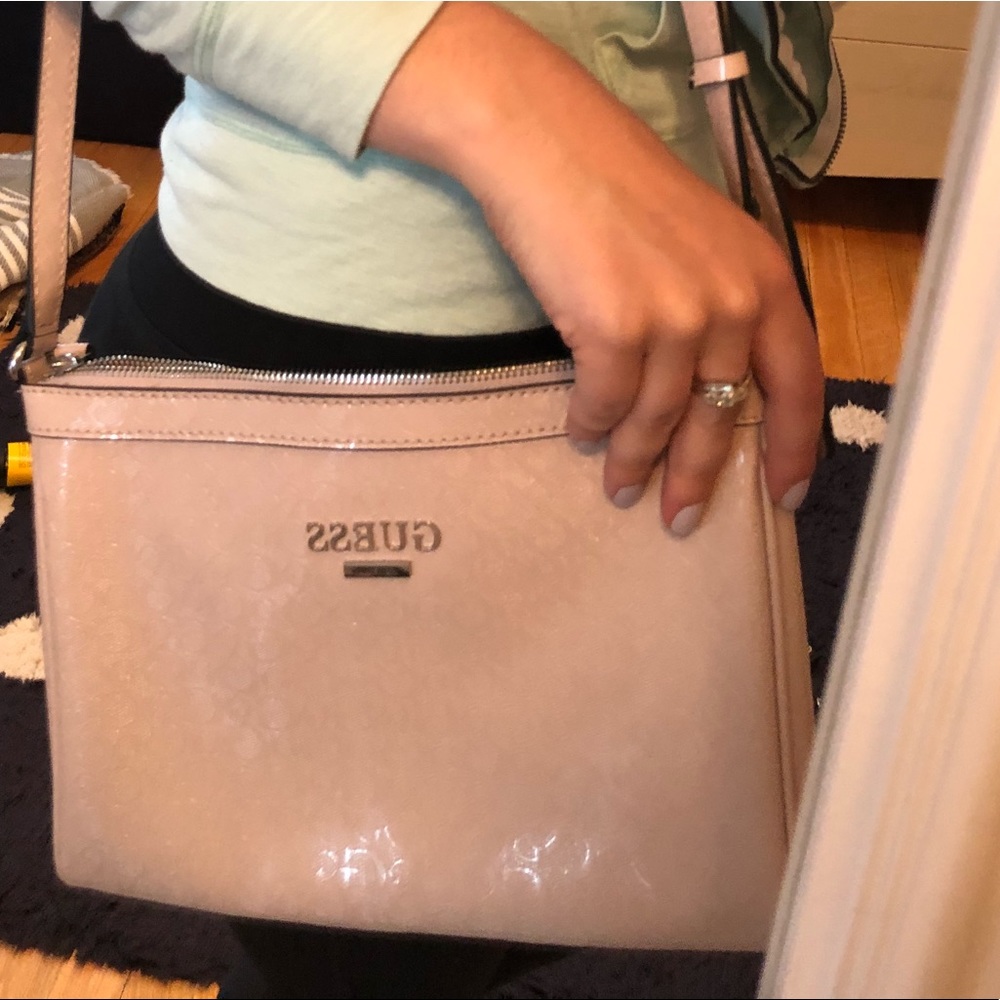 GUESS Baby Pink Patent Leather Satchel